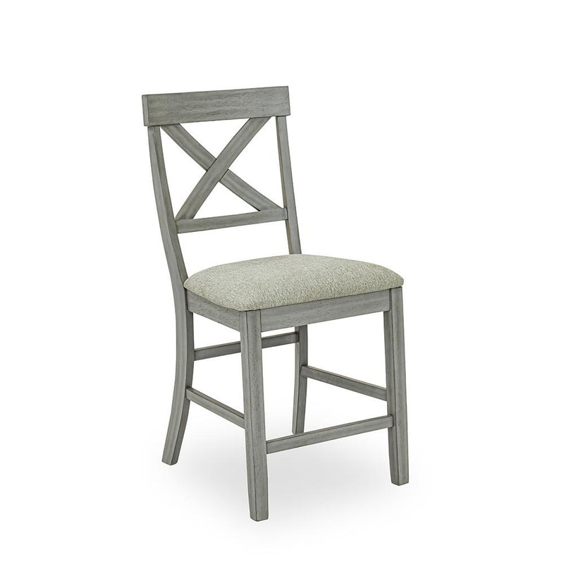 [D574-C] Miral - Pub Chair, Rubber Wood, Fabric, Gray Box: 1 of 1 Box of 2 - D574-C