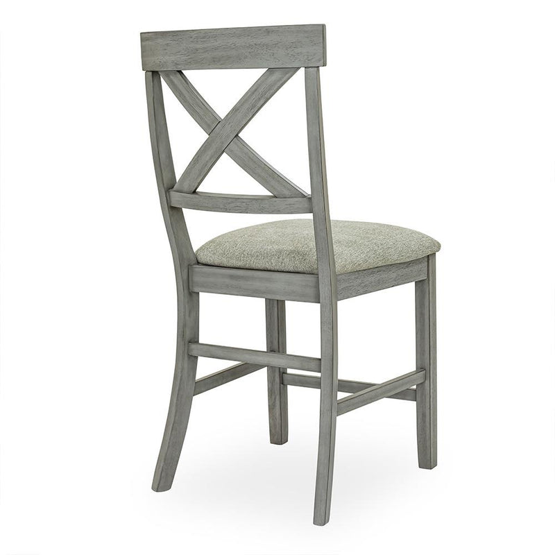 [D574-C] Miral - Pub Chair, Rubber Wood, Fabric, Gray Box: 1 of 1 Box of 2 - D574-C