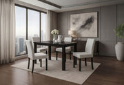 D8032 Black Dining Table & D9026 Dining Chair Silver - D8032DT-BLK + D9026DC-SIL