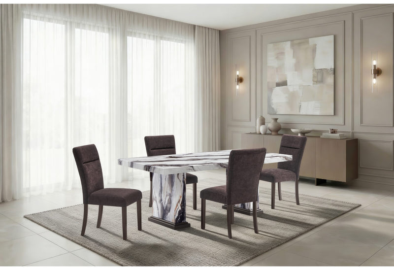 D8212 Dining Table With 4 D8212 Dining Chairs Brown - D8212DT+4 D8212DC-BRWN