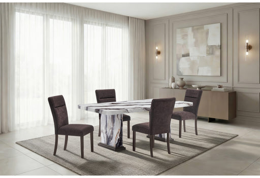 D8212 Dining Table With 4 D8212 Dining Chairs Brown - D8212DT+4 D8212DC-BRWN