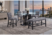 D895 Bar Table With 4 D895 Bar Stools With D895 Bench - D895BT+D895BS-GREY+D895BT-BN-GREY
