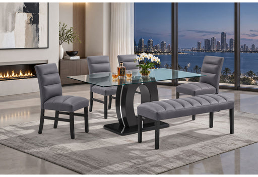 D895 Dining Table With 4 D895 Dining Chairs And 1 D895 Bench - D895DT+D895DC-GREY+D895DT-BN-GREY