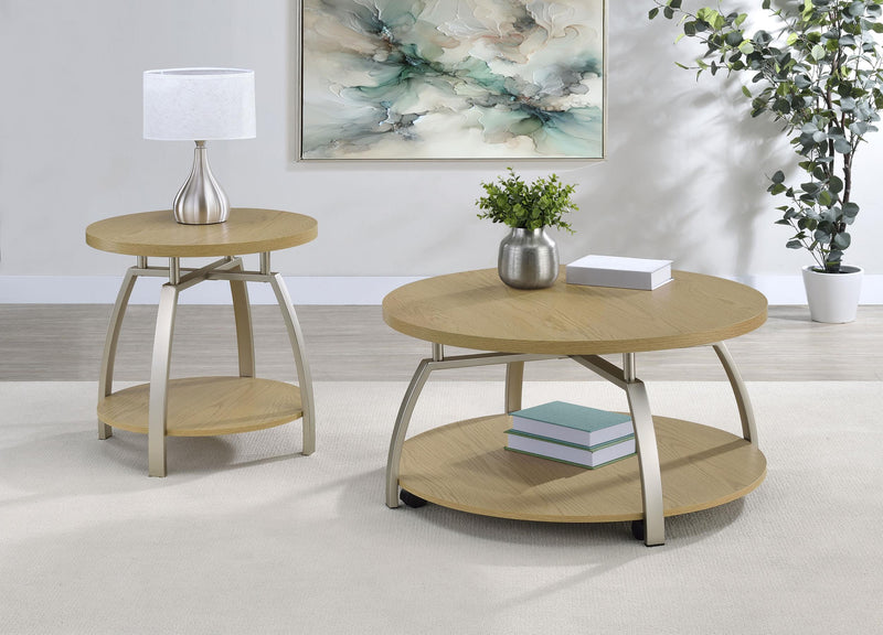 Dacre 2-piece Round Coffee and End Table Set Greige - 720318-S2