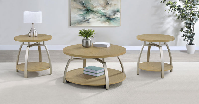 Dacre 3-piece Round Coffee and End Table Set Greige - 720318-S3