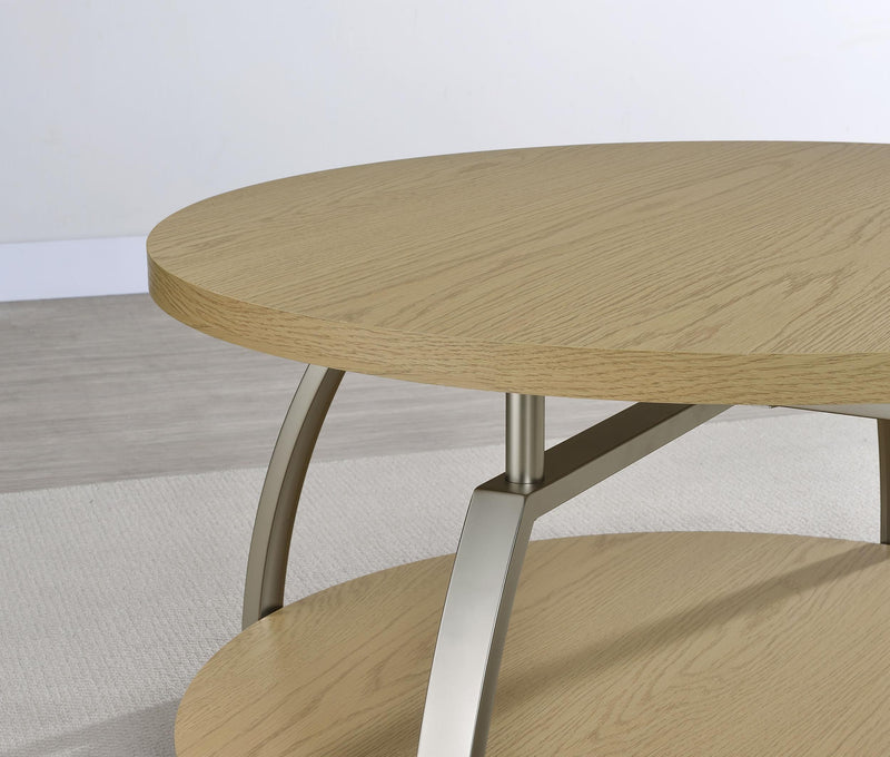 Dacre Round Engineered Wood Top Coffee Table Greige - 720318