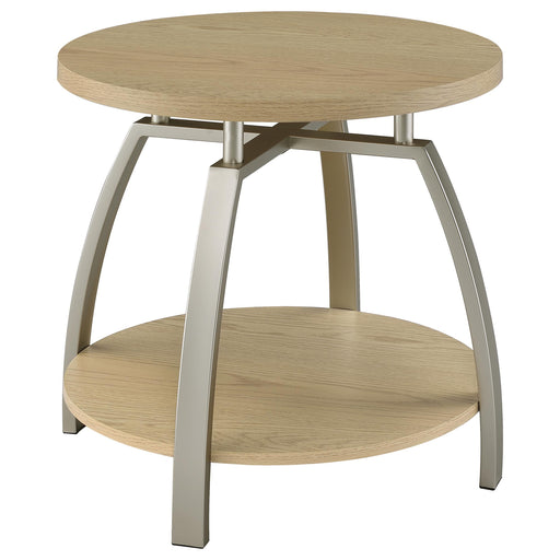 Dacre Round Engineered Wood Top Side End Table Greige - 720317