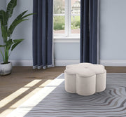 Daisy Velvet Upholstered Ottoman in Cream - 172Cream