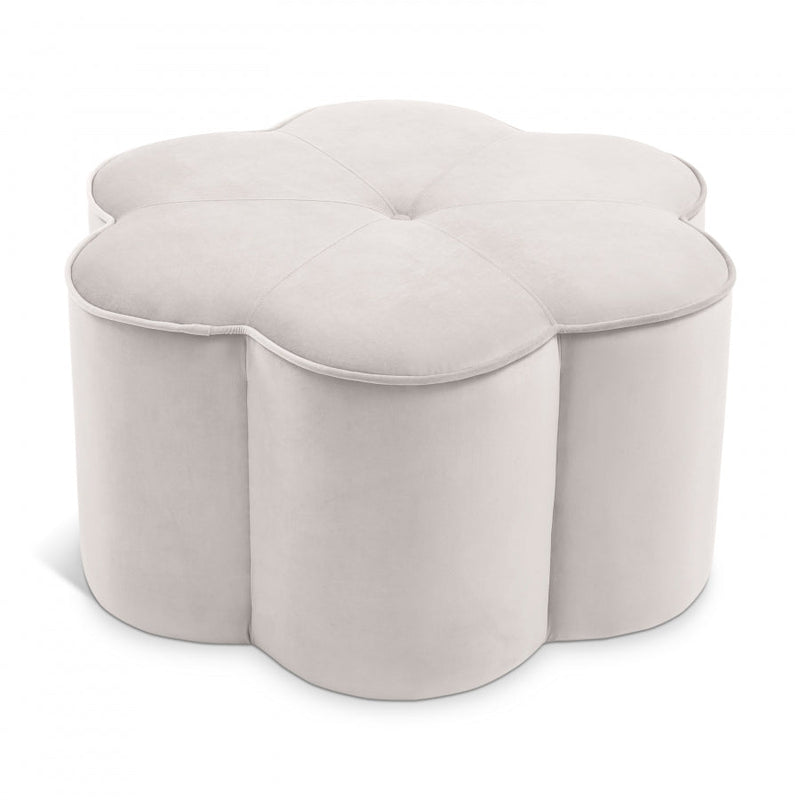 Daisy Velvet Upholstered Ottoman in Cream - 172Cream