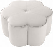 Daisy Velvet Upholstered Ottoman in Cream - 172Cream