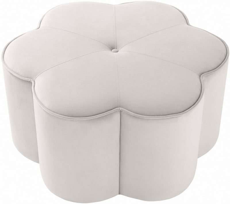 Daisy Velvet Upholstered Ottoman in Cream - 172Cream