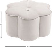 Daisy Velvet Upholstered Ottoman in Cream - 172Cream