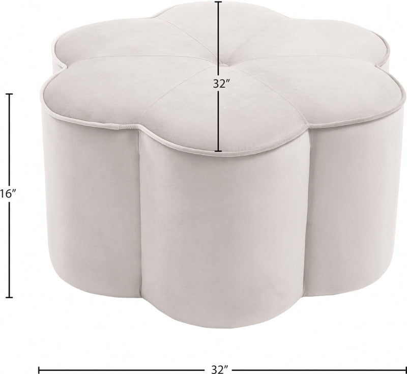 Daisy Velvet Upholstered Ottoman in Cream - 172Cream