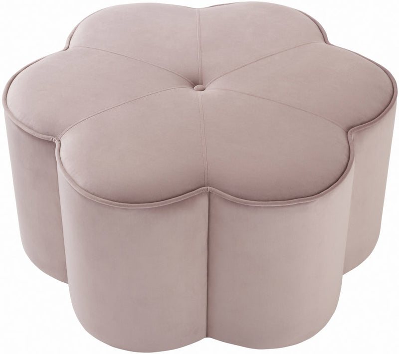 Daisy Velvet Upholstered Ottoman in Pink - 172Pink