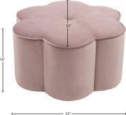 Daisy Velvet Upholstered Ottoman in Pink - 172Pink