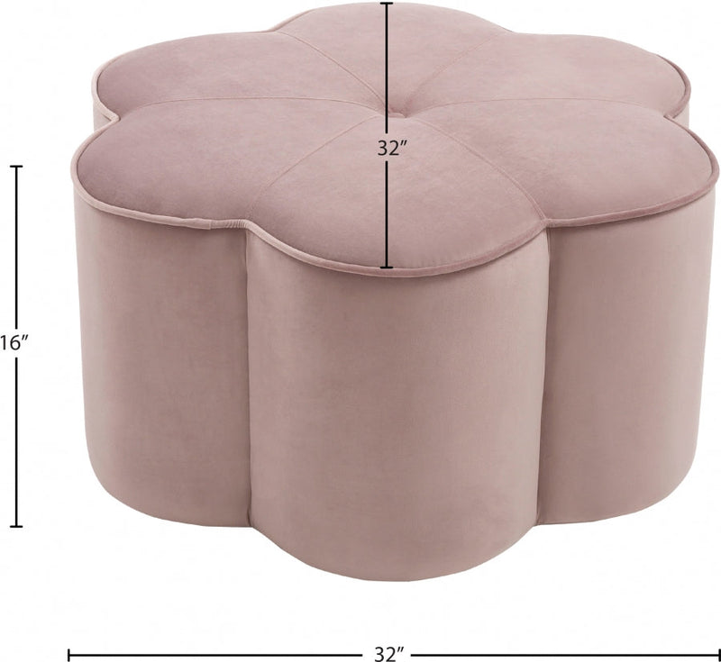 Daisy Velvet Upholstered Ottoman in Pink - 172Pink