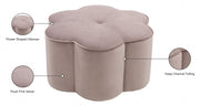 Daisy Velvet Upholstered Ottoman in Pink - 172Pink