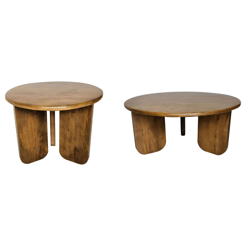 Dale 2-Piece Round Mango Wood Coffee and End Table Set Honey Mango - 736078-S2