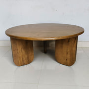 Dale Sculptural Round Solid Mango Wood Coffee Table Honey Mango - 736078