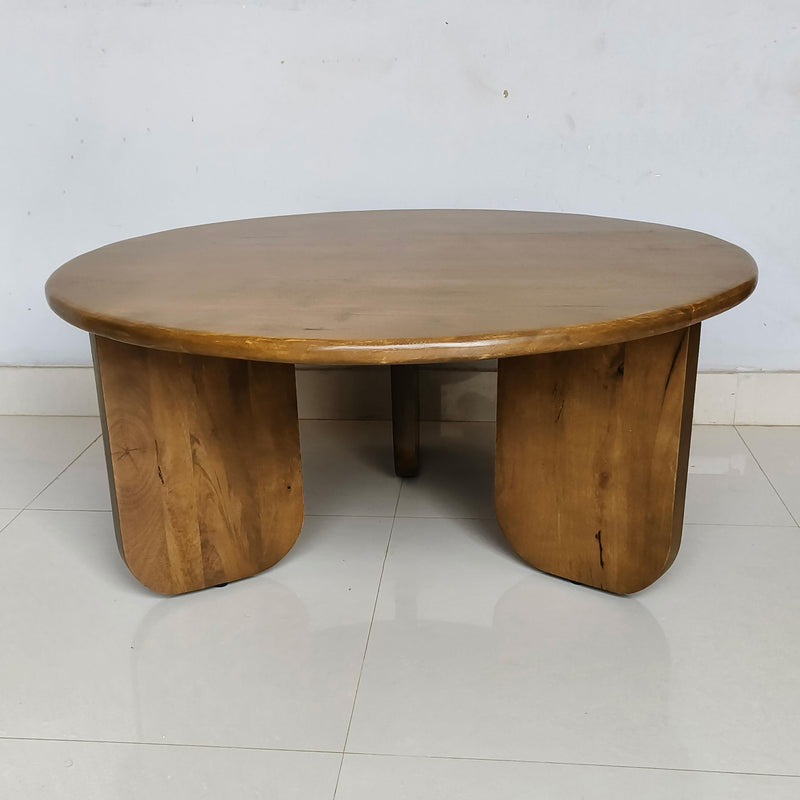Dale Sculptural Round Solid Mango Wood Coffee Table Honey Mango - 736078
