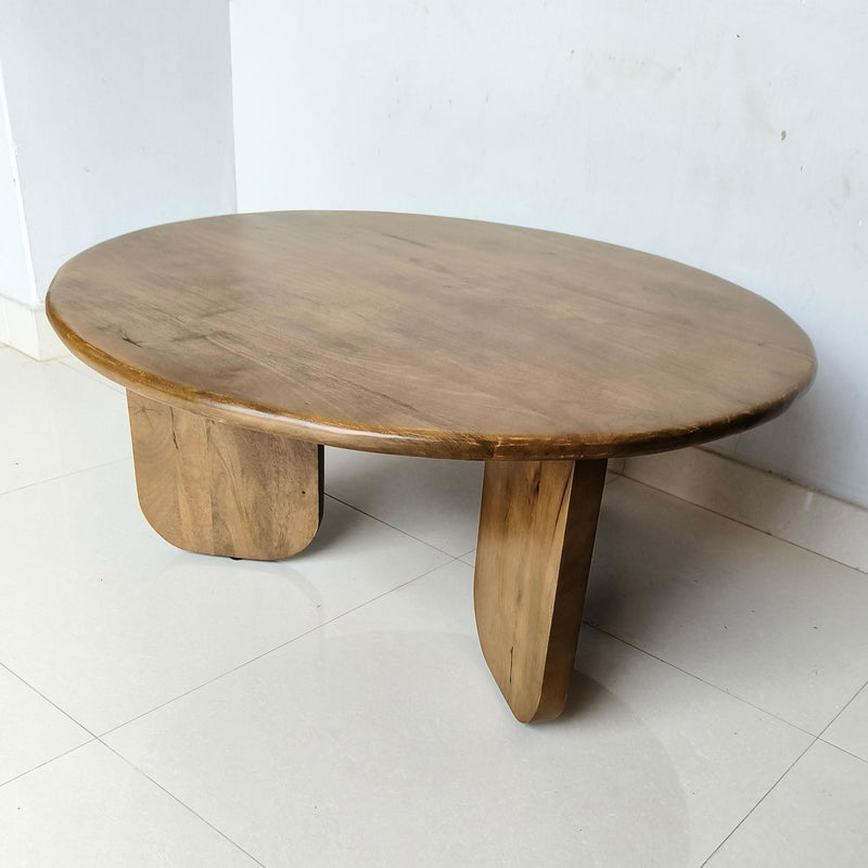 Dale Sculptural Round Solid Mango Wood Coffee Table Honey Mango - 736078