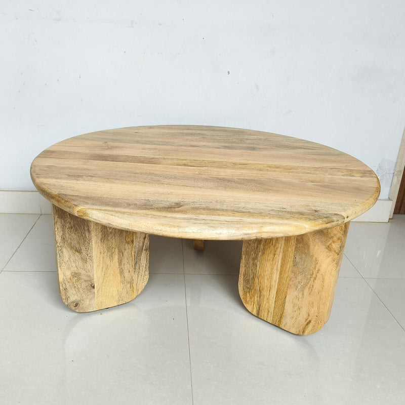 Dale Sculptural Round Solid Mango Wood Coffee Table Natural Mango - 722548