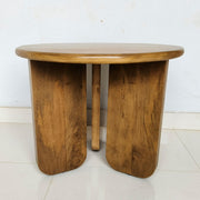 Dale Sculptural Round Solid Mango Wood End Table Honey Mango - 736077