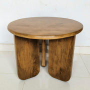 Dale Sculptural Round Solid Mango Wood End Table Honey Mango - 736077