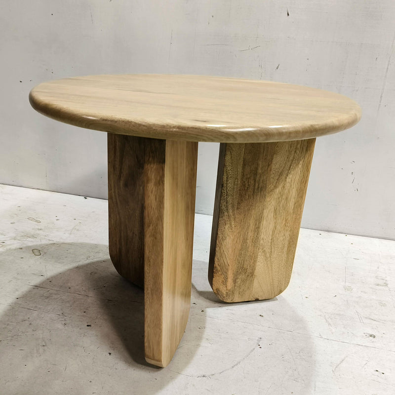 Dale Sculptural Round Solid Mango Wood End Table Natural Mango - 722547