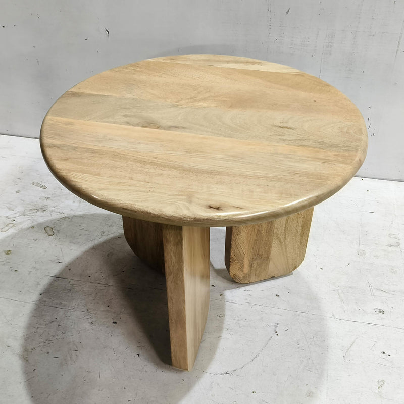 Dale Sculptural Round Solid Mango Wood End Table Natural Mango - 722547