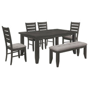 Dalila 6-piece Rectangular Dining Table Set Dark Grey - 102721GRY-S6