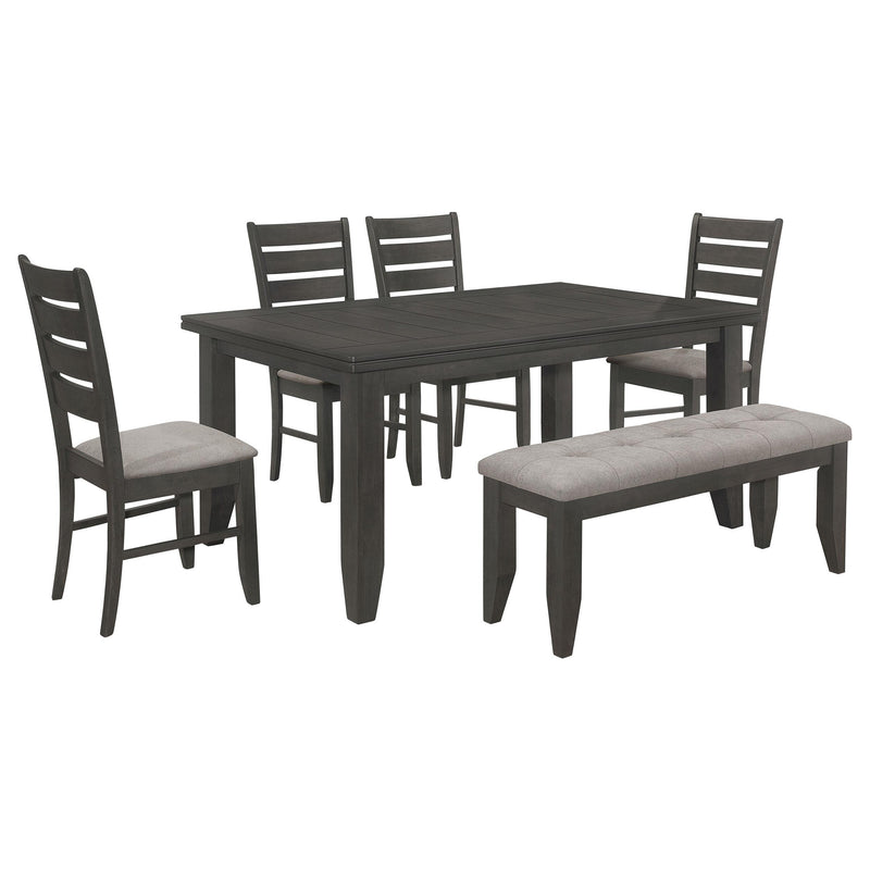 Dalila 6-piece Rectangular Dining Table Set Dark Grey - 102721GRY-S6