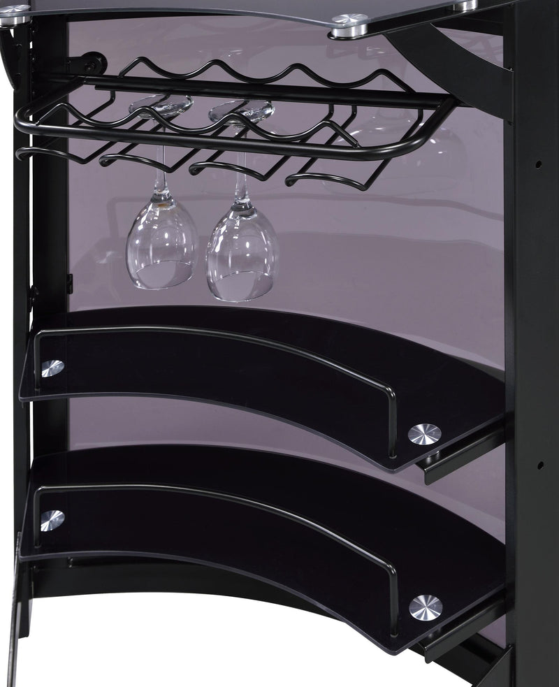 Dallas 2-shelf Curved Freestanding Home Bar Cabinet Black - 182135