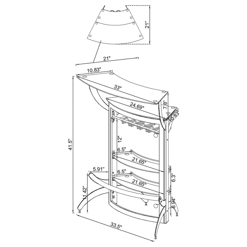 Dallas 2-shelf Curved Freestanding Home Bar Cabinet Black - 182135