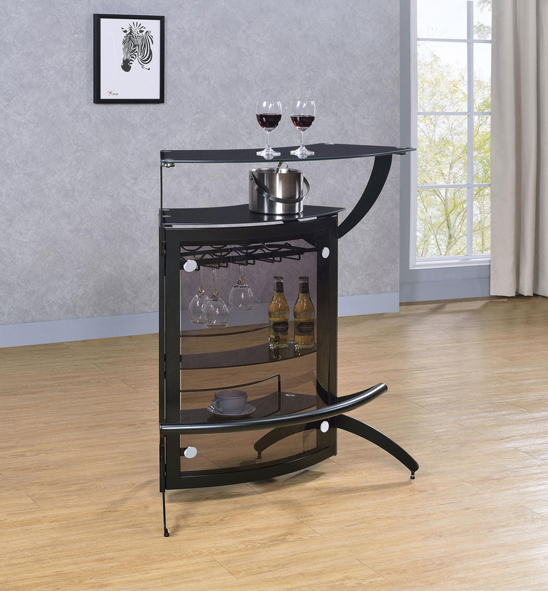 Dallas 2-shelf Curved Freestanding Home Bar Cabinet Black - 182135
