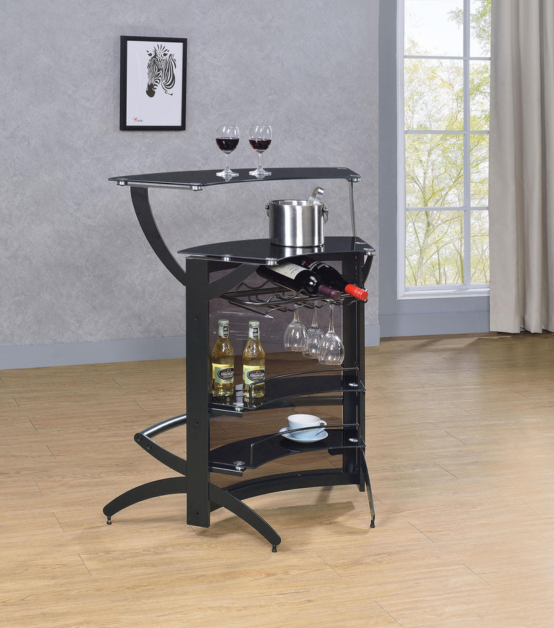 Dallas 2-shelf Curved Freestanding Home Bar Cabinet Black - 182135