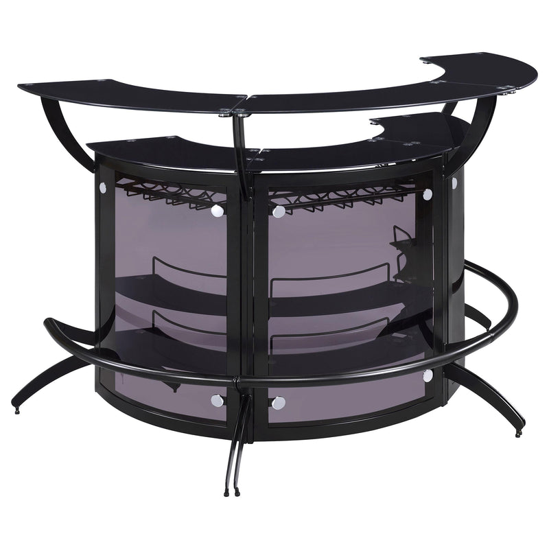 Dallas 3-piece Curved Freestanding Home Bar Cabinet Black - 182135-S3