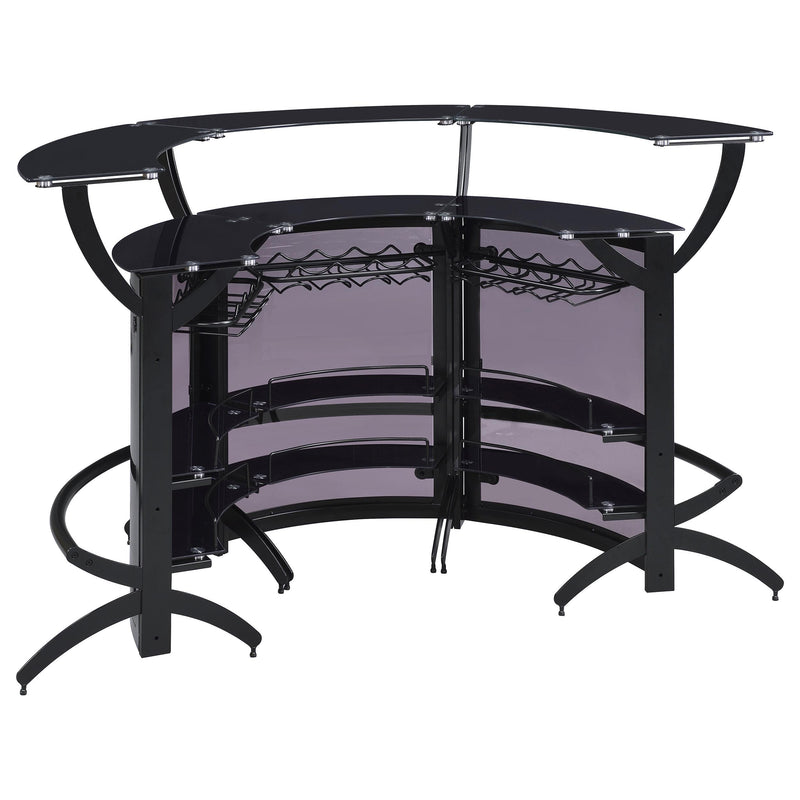 Dallas 3-piece Curved Freestanding Home Bar Cabinet Black - 182135-S3