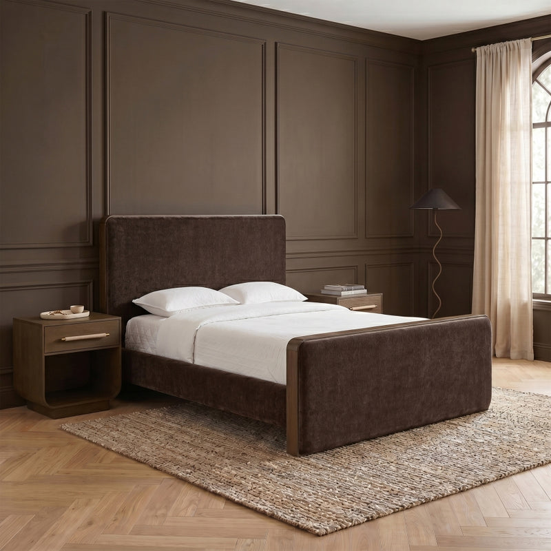Dalton Fabric Upholstered King Bed in Brown - DaltonBrown-K