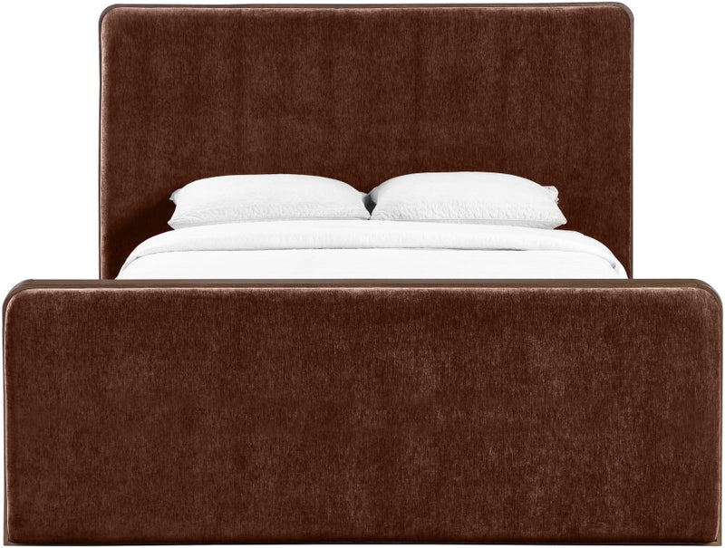 Dalton Fabric Upholstered King Bed in Burgundy - DaltonBurg-K