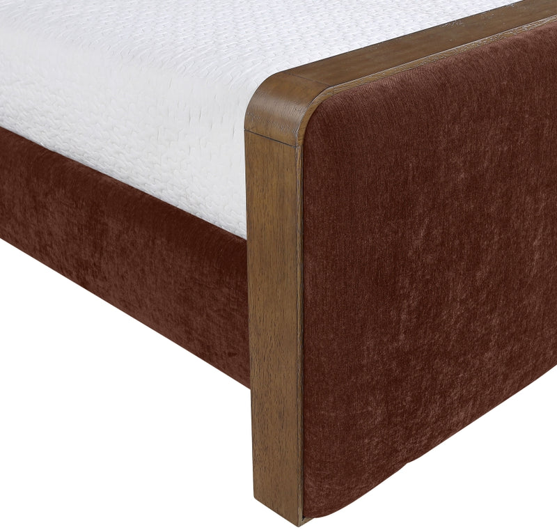 Dalton Fabric Upholstered King Bed in Burgundy - DaltonBurg-K