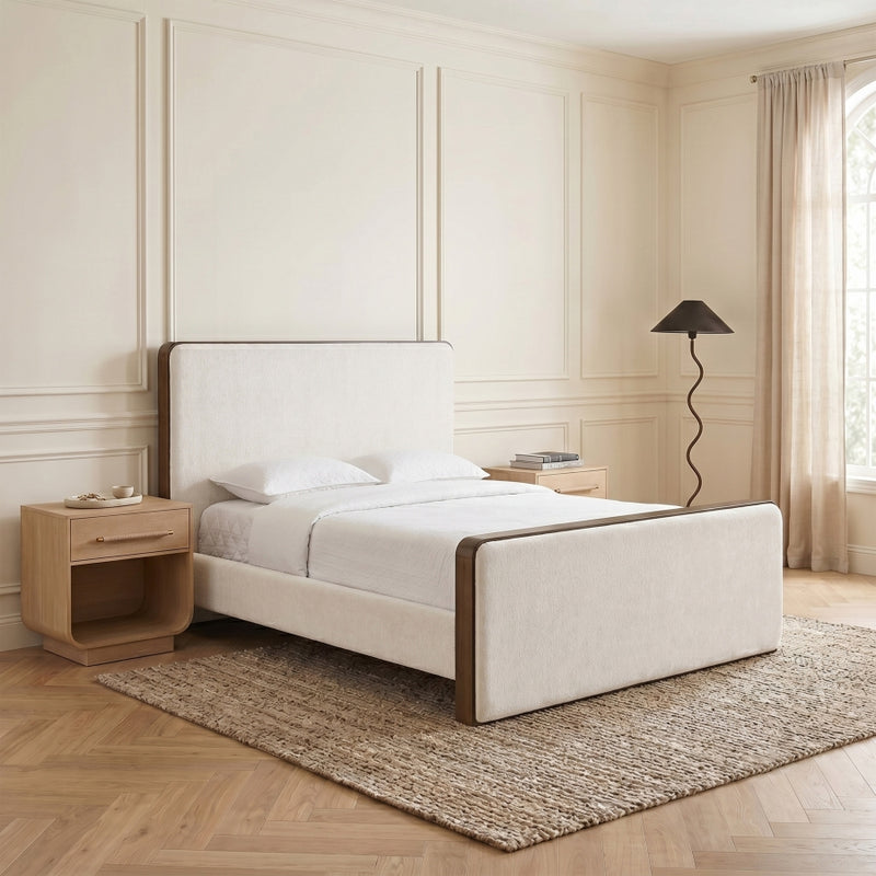 Dalton Fabric Upholstered King Bed in Cream - DaltonCream-K