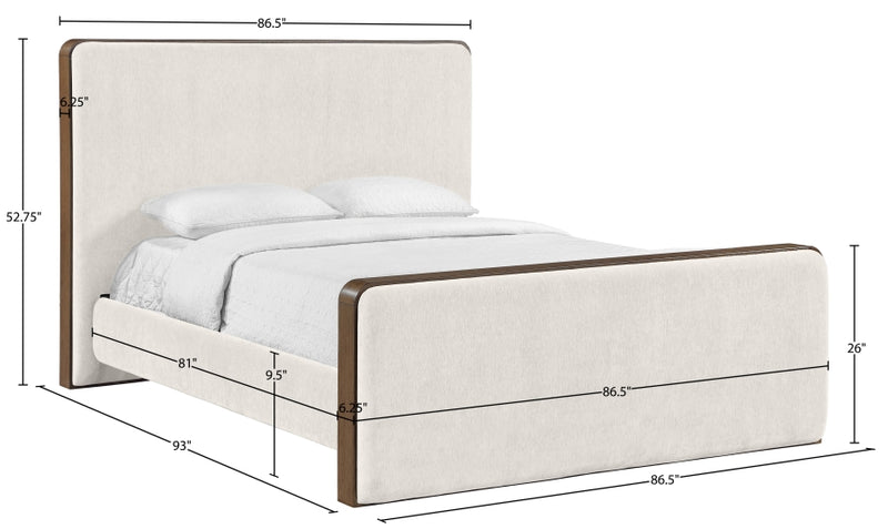 Dalton Fabric Upholstered King Bed in Cream - DaltonCream-K