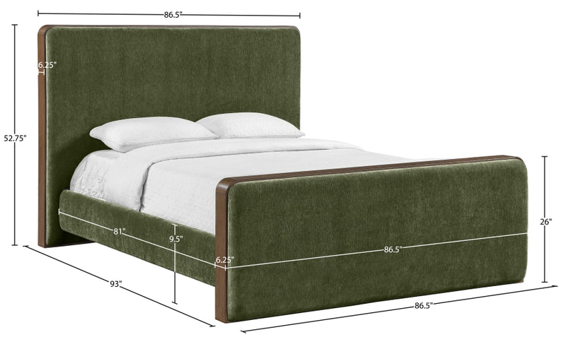 Dalton Fabric Upholstered King Bed in Green - DaltonGreen-K