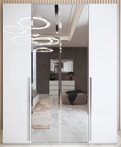 Dama Bianca 4 Door Wardrobe With 2 Mirror Doors - i42346