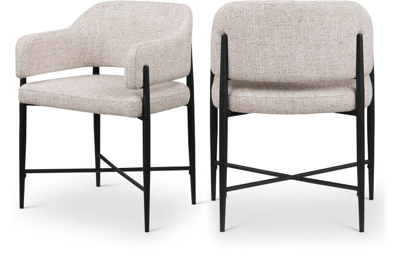 Dame Fabric Upholstered Dining Chair in Beige, Set of 2 - 974Beige-C