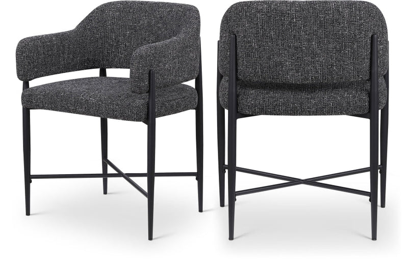 Dame Fabric Upholstered Dining Chair in Black, Set of 2 - 974Black-C