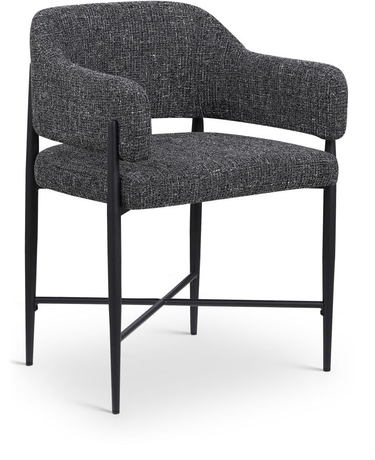 Dame Fabric Upholstered Dining Chair in Black, Set of 2 - 974Black-C