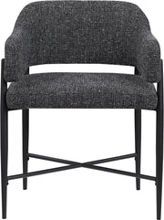 Dame Fabric Upholstered Dining Chair in Black, Set of 2 - 974Black-C