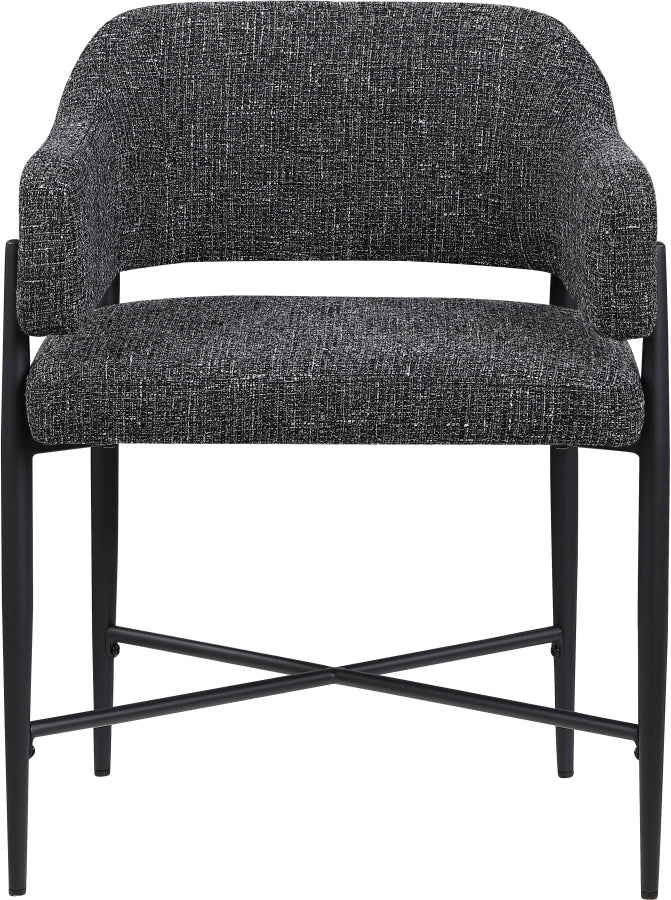 Dame Fabric Upholstered Dining Chair in Black, Set of 2 - 974Black-C